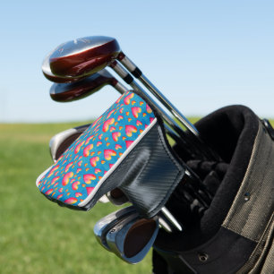 Couvre-club De Golf Housse de tête de golf cœurs aquarelle multicolore