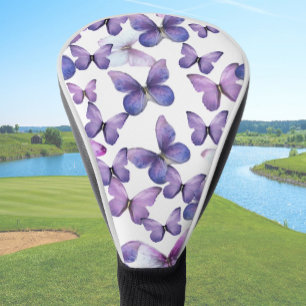 Couvre-club De Golf Housse de tête de golf driver papillon violet joli