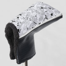 Housse de tête de golf florale abstraite noir et b