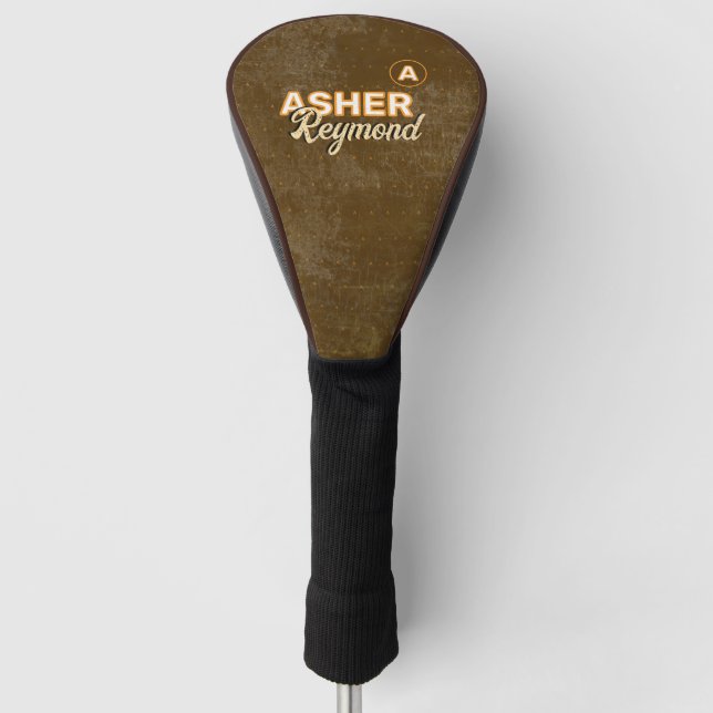 Couvre-club De Golf Housse de tête de golf marron avec son nom (Devant)