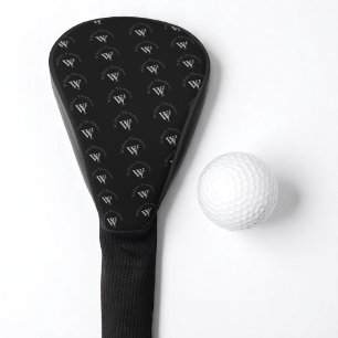 Couvre-club De Golf Housse de tête de golf noire avec motif monogramme