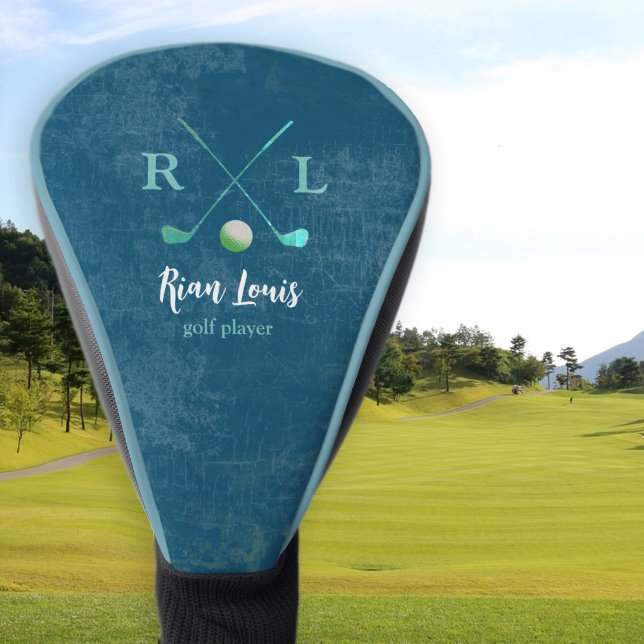 Couvre-club De Golf Housse de tête de golf nom de logo bleu (Créateur téléchargé)