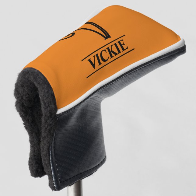Couvre-club De Golf Housse de tête de putter monogrammée orange (Devant 3/4)