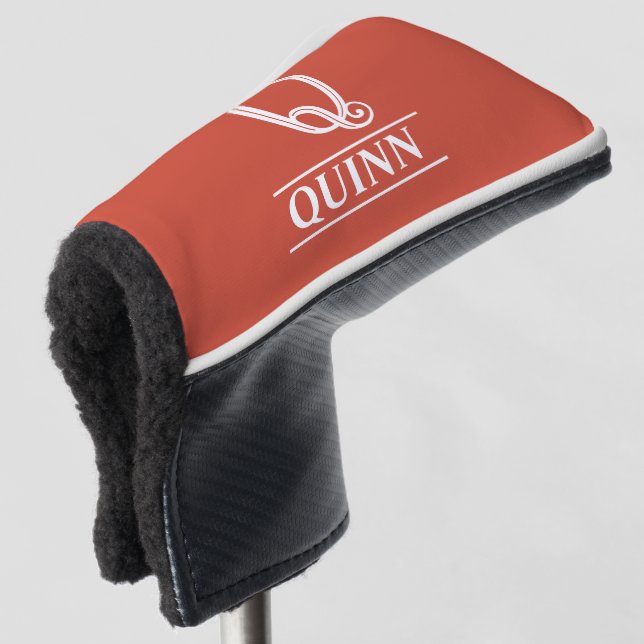 Couvre-club De Golf Housse de tête de putter monogrammée orange (Devant 3/4)