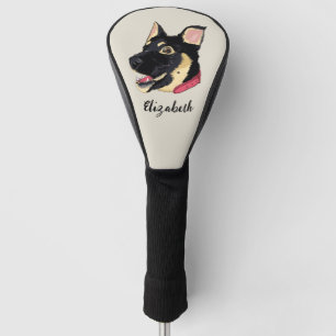 Couvre-club De Golf Illustration de chiot GSD Monogramme Cadeau pour a
