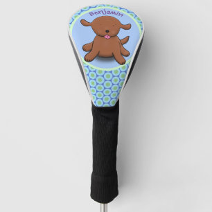 Couvre-club De Golf Illustration de dessin animé de chiot bleu mignon