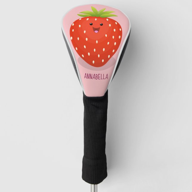 Couvre-club De Golf Illustration de la fraise Cute kawaii (Devant)