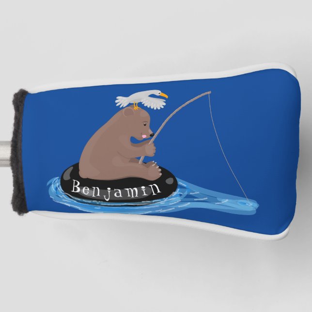 Couvre-club De Golf Illustration de la pêche de l'ourson mou (Devant)