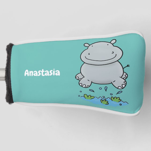 Couvre-club De Golf Illustration de saut en hippo mignon (Devant)