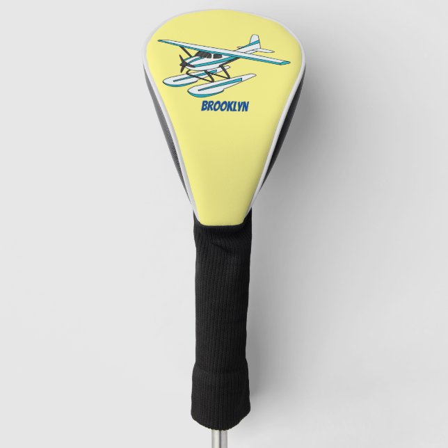 Couvre-club De Golf Illustration d'hydravion bleu blanc (Devant)