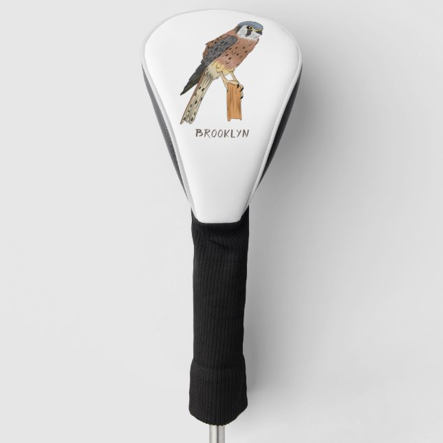 Couvre-club De Golf Illustration d'oiseau américain Kestrel (Devant)
