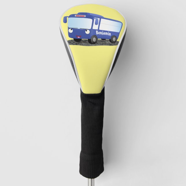 Couvre-club De Golf Illustration d'un bus moderne bleu mignon (Devant)
