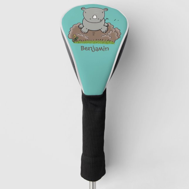 Couvre-club De Golf Illustration d'un petit rhinocéros (Devant)