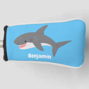 Couvre-club De Golf Illustration joyeuse du grand requin blanc