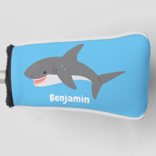 Couvre-club De Golf Illustration joyeuse du grand requin blanc (Devant)