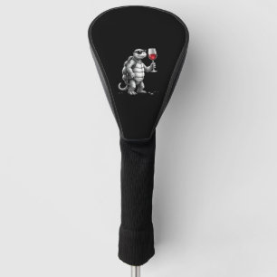 Couvre-club De Golf impression d'art de tortue cool buvant du vin roug