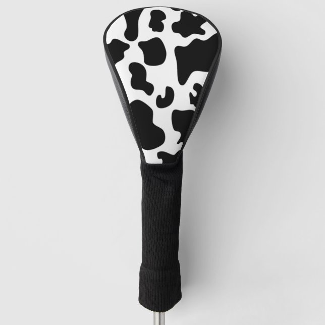 Couvre-club De Golf Impression de vache noire et blanche (Devant)