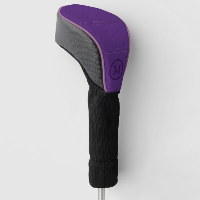 Couvre-club De Golf Impression d'image en cuir violet monogramme perso (Incliné)
