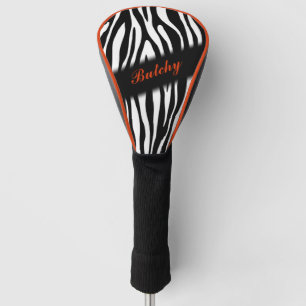 Couvre-club De Golf Impression Zebra personnalisée en orange