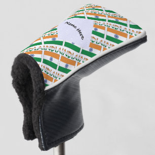 Couvre-club De Golf Inde Drapeau Indien Personnalisé Nom en Carreaux