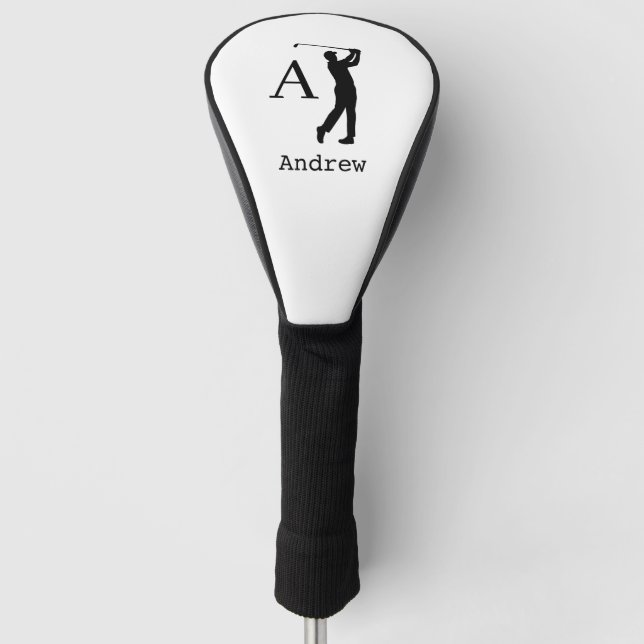 Couvre-club De Golf Initiale de monogramme élégant nom personnalisé (Devant)