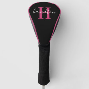 Couvre-club De Golf Initiale de monogramme rose élégant