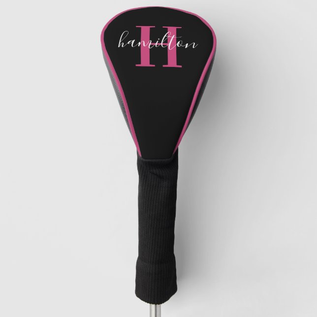 Couvre-club De Golf Initiale de monogramme rose élégant (Devant)