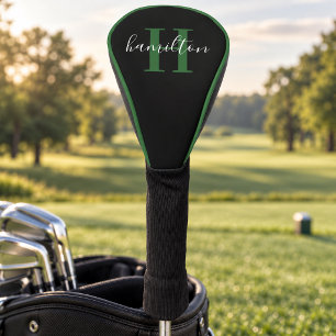Couvre-club De Golf Initiale de monogramme vert élégant