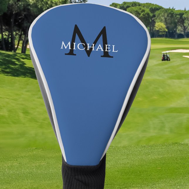 Couvre-club De Golf Initiale de nom de monogramme personnalisé Bleu (Personalized Monogram Name Initial Blue Golf Head Cover)
