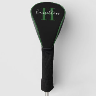 Couvre-club De Golf Initiale de nom de monogramme vert élégant