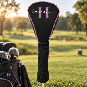 Couvre-club De Golf Initiale de nom de monogramme violet élégant