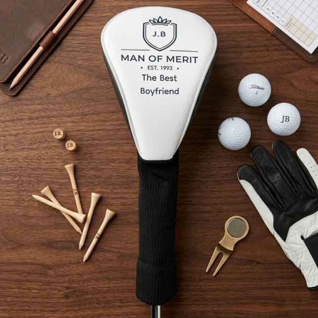 Couvre-club De Golf Initiales de monogramme d'anniversaire de petit am (Boyfriend golf head cover)