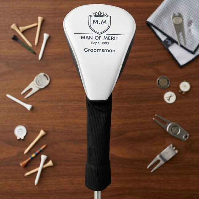 Couvre-club De Golf Initiales de monogramme de garçon d'honneur Nom de (Groomsman golf club head cover.)