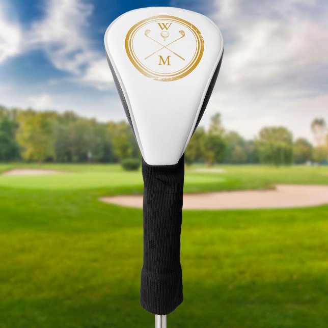 Couvre-club De Golf Initiales de monogramme en or moderne (Créateur téléchargé)
