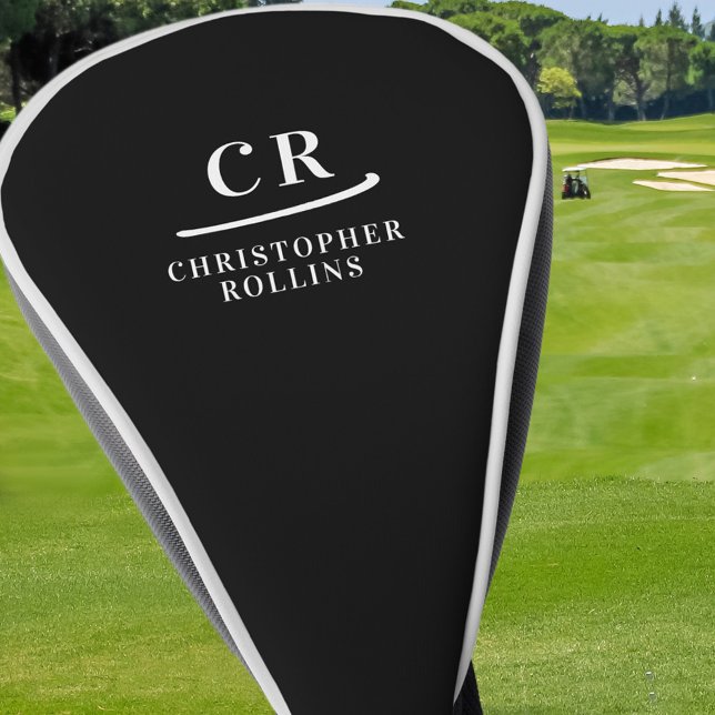 Couvre-club De Golf Initiales de monogramme moderne élégant Nom person (Créateur téléchargé)