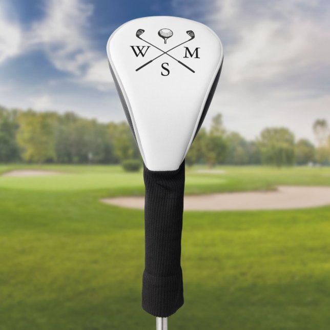 Couvre-club De Golf Initiales de monogramme personnalisé moderne (Créateur téléchargé)