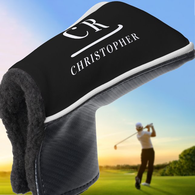 Couvre-club De Golf Initiales de nom de monogramme moderne élégant Put (Créateur téléchargé)