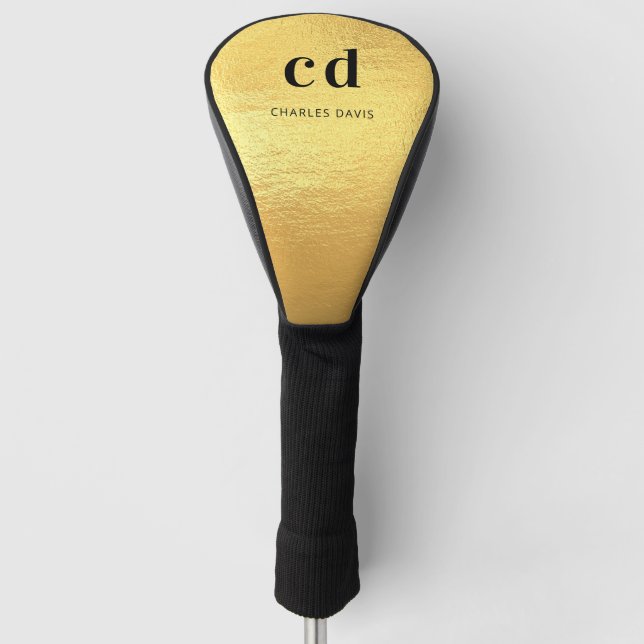 Couvre-club De Golf Initiales de nom en monogramme doré (Devant)