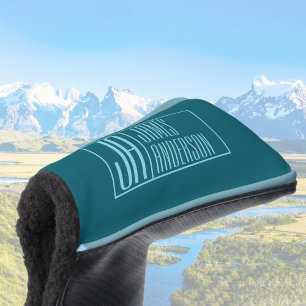 Couvre-club De Golf Initiales et nom modernes Turquoise foncé et ble