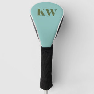 Couvre-club De Golf Initiales Monogramme Moderne Bleu Vert Personnalis