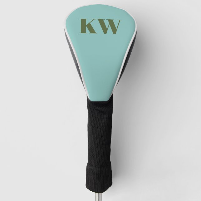 Couvre-club De Golf Initiales Monogramme Moderne Bleu Vert Personnalis (Devant)
