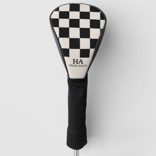 Couvre-club De Golf Initiales Monogrammées Rétro à Carreaux Esthétique