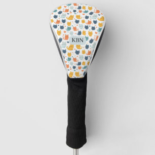 Couvre-club De Golf Initiales Monogrammes de Chats Fantaisistes