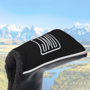 Couvre-club De Golf Initiales monogrammes modernes   Noir & Blanc