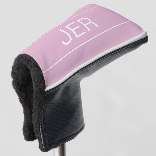 Couvre-club De Golf Initiales Personnalisées Monogramme Rose Protecteu (Devant 3/4)