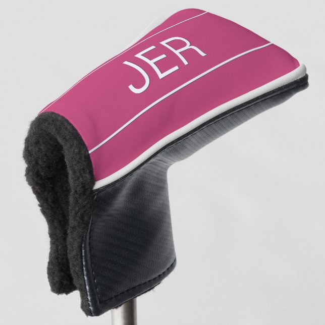 Couvre-club De Golf Initiales personnalisées Monogramme rose Protectiv (Devant 3/4)