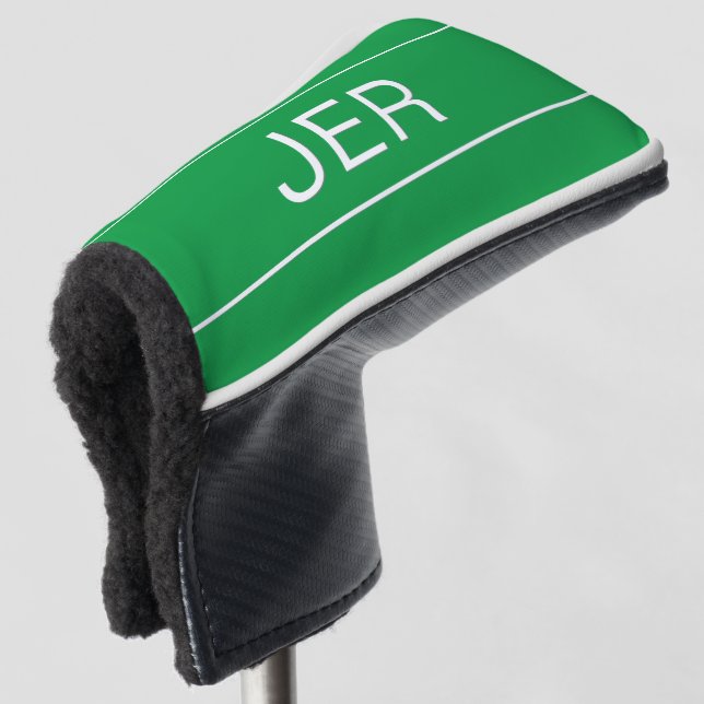 Couvre-club De Golf Initiales personnalisées Monogrammes Vert Protecti (Devant 3/4)