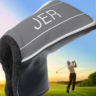 Couvre-club De Golf Initiales personnalisées Putter gris monogramme