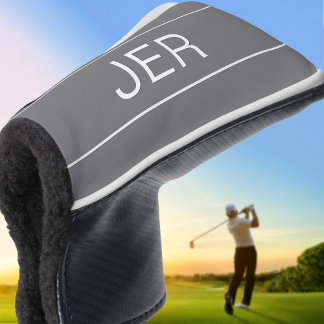 Couvre-club De Golf Initiales personnalisées Putter gris monogramme