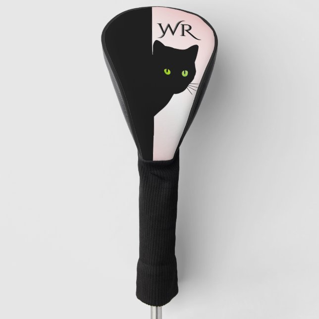 Couvre-club De Golf Initiales rose Chat Noir Sly (Devant)